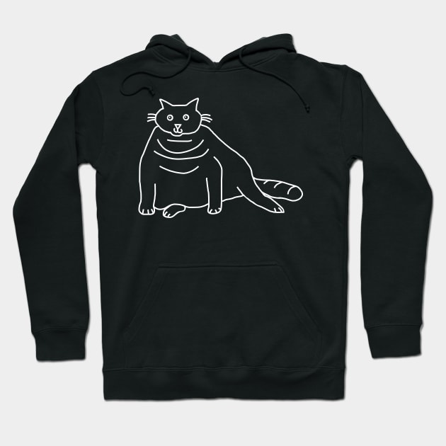 Minimal Chonk Cat Ghost Hoodie by ellenhenryart